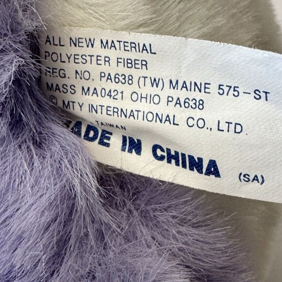 MTY International Plush Stuffed Bunny Rabbit Purple w/Pink Pads & Nose - Picture 7 of 7